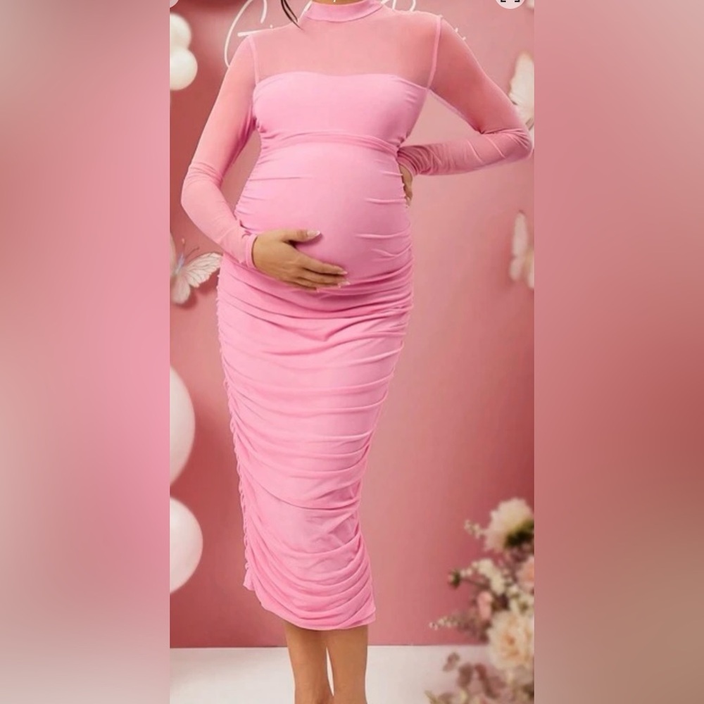Elegant Pink Maternity Dress